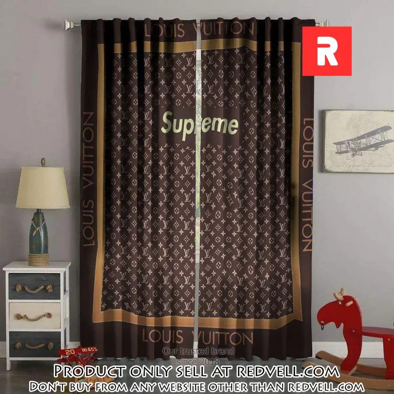 Supreme lv brown square premium window curtains hot  luxury curtain wc017 rv4946504